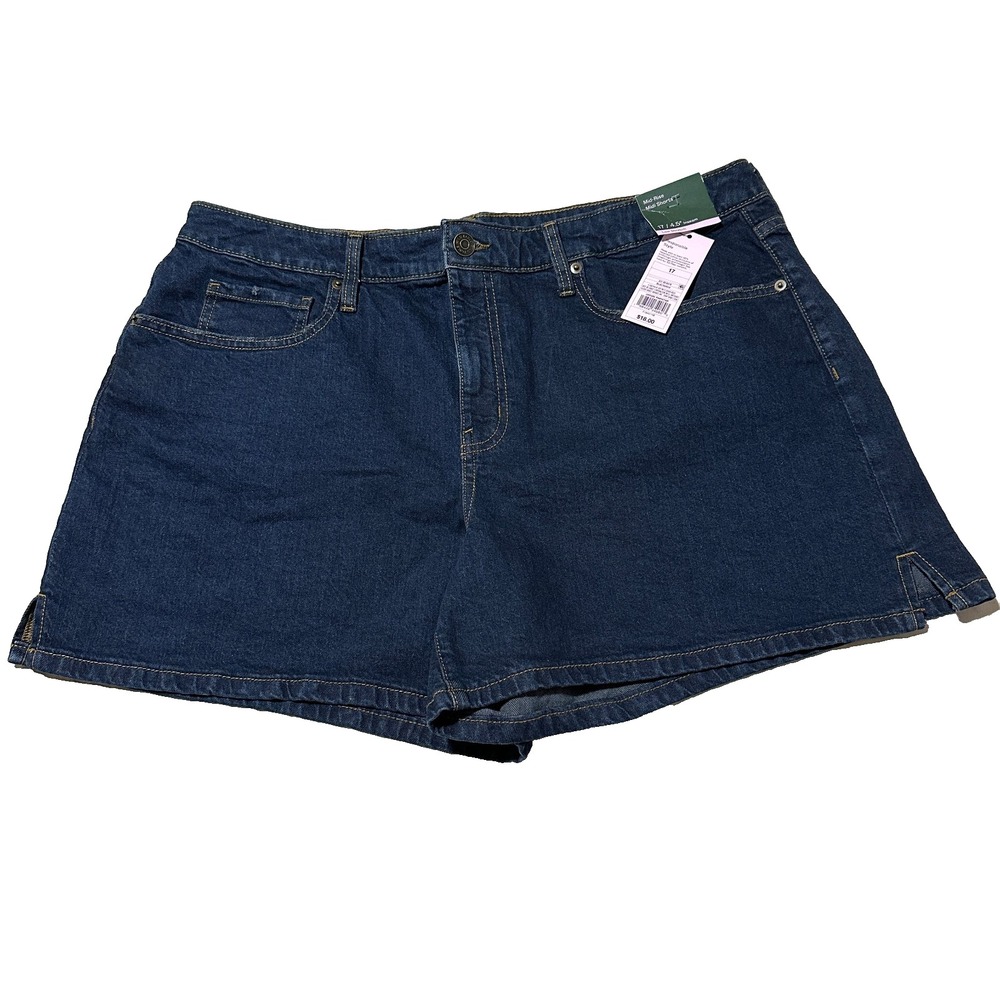 Wild Fable Womens Mid-Rise Midi Denim Shorts Dark Wash Blue Size 17 NWT